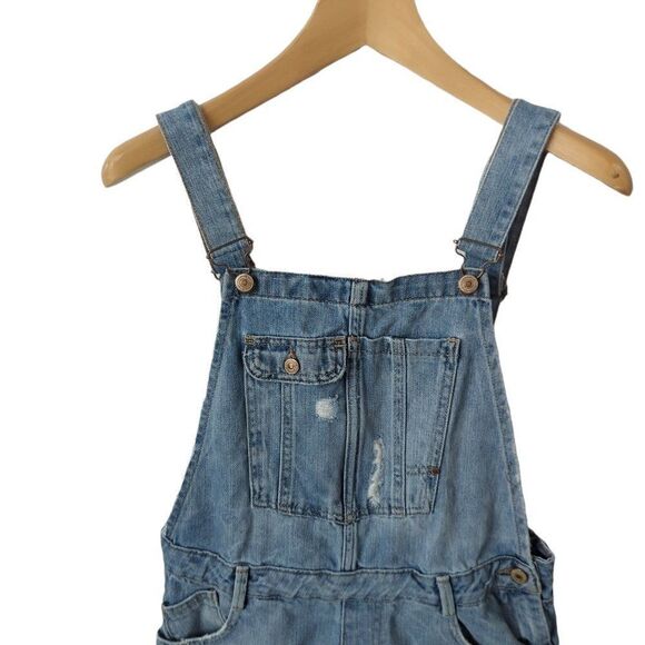 Zara Trafaluc Premium Wash Denim Overall Shorts - Picture 3 of 4